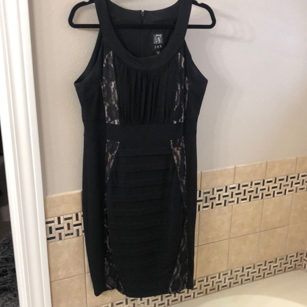 Jax black fitted dress with lace detail
